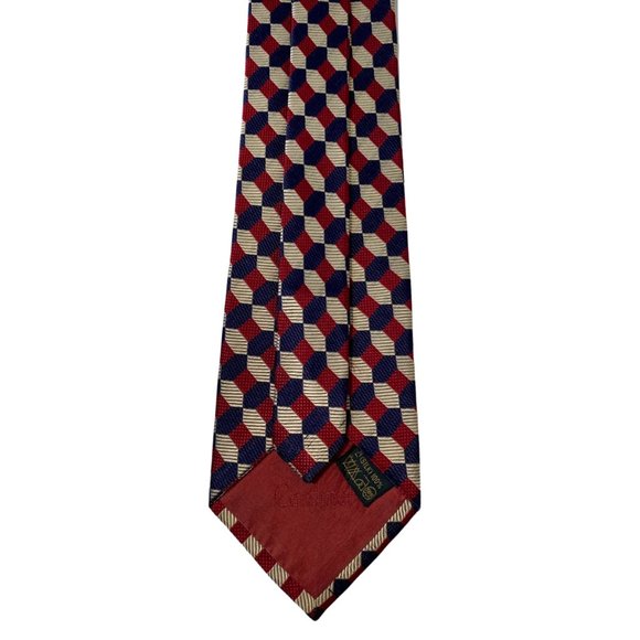 CARDINAL 100% Silk Vintage Neck Tie | 57" | Blue Red & Gold, Preppy, Geometric - Picture 5 of 6